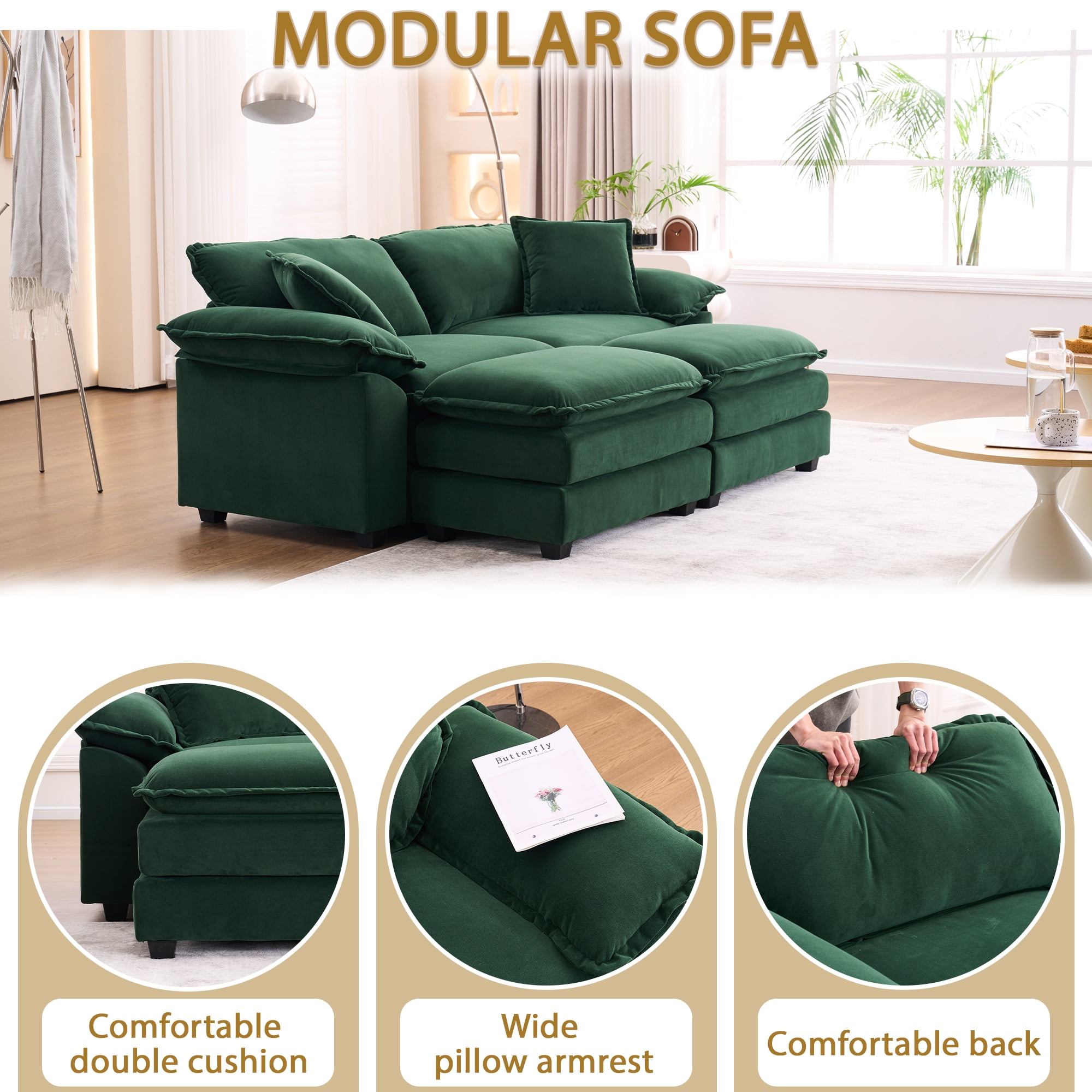 DULTON　＊　VELVET SOFA 2 SEATER ZX Design 84.6'' Oversized Velvet Loveseat Couch, Modern