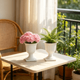 thumbnail image 4 of 2 Pcs Plastic Urn Flower Pots, White Textured Planters for Indoor Outdoor Table Front Door Porch Balcony Wedding Decoration, 4 of 7