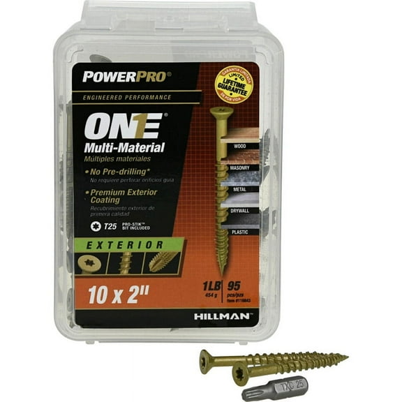 Hillman Fasteners 116843 Power Pro ONE Multi-Material Screws, #10 x 2"