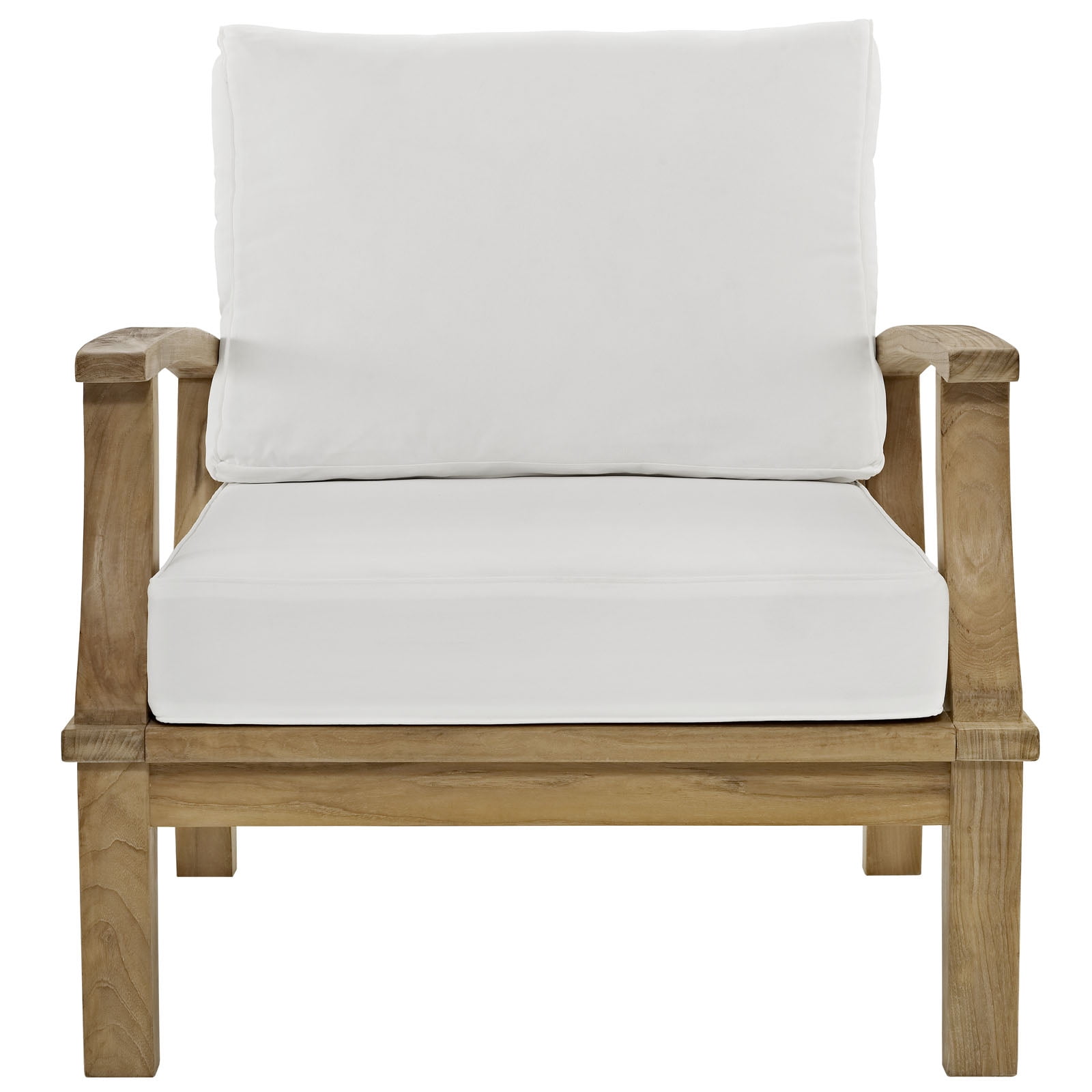 Modern Contemporary Outdoor Patio Teak Armchair, White Wood