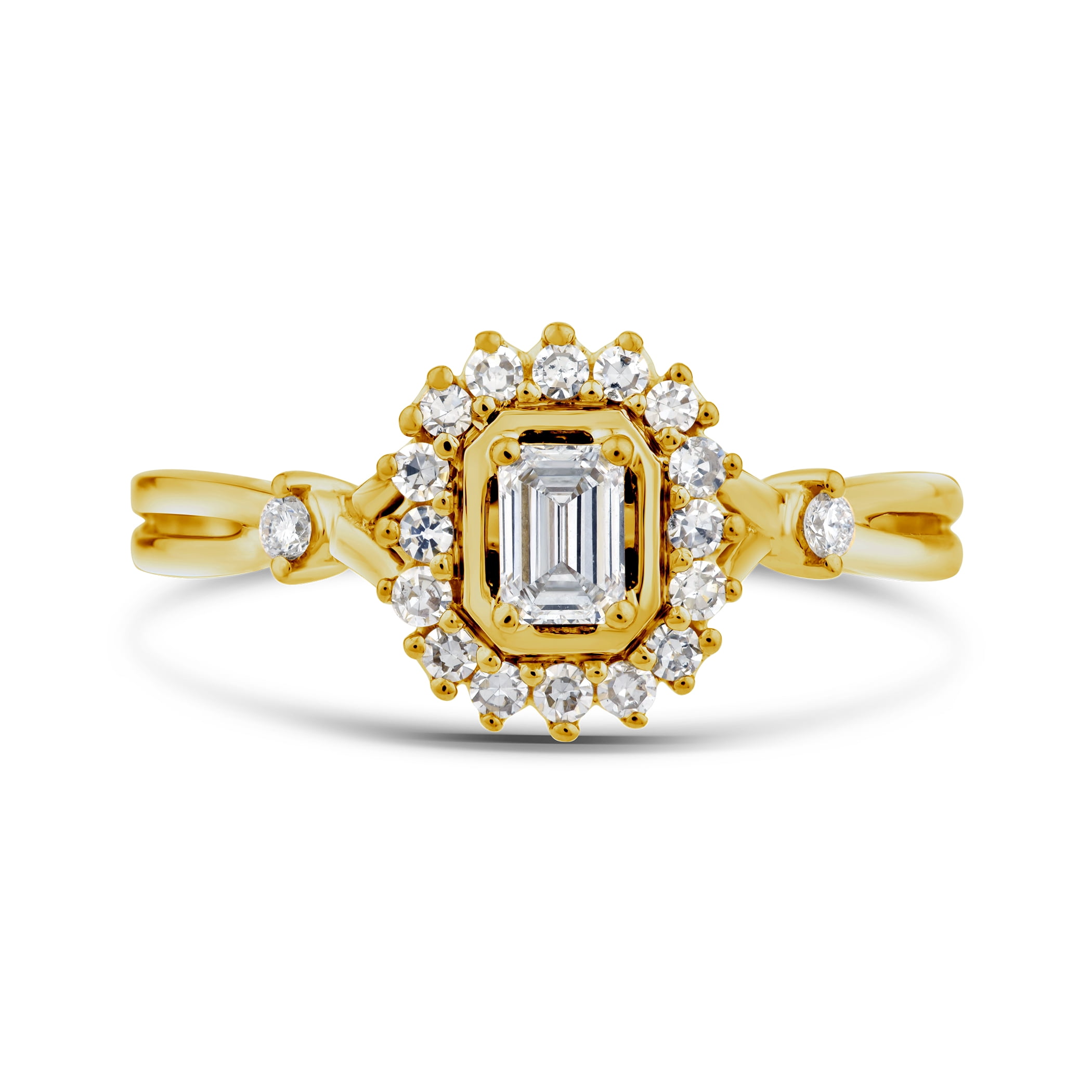Brilliance Fine Jewelry 1/2 Ctw Lab Grown Diamond Promise Ring in 14K Yellow Gold-Plated Sterling Silver, Women