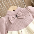 thumbnail image 3 of Godderr Girls Bow Tie Knit Dress for Kids Toddler Baby Long Sleeve Vintage Fashion Newborn Casual Dress Sweater Fall Dress, 3 of 6