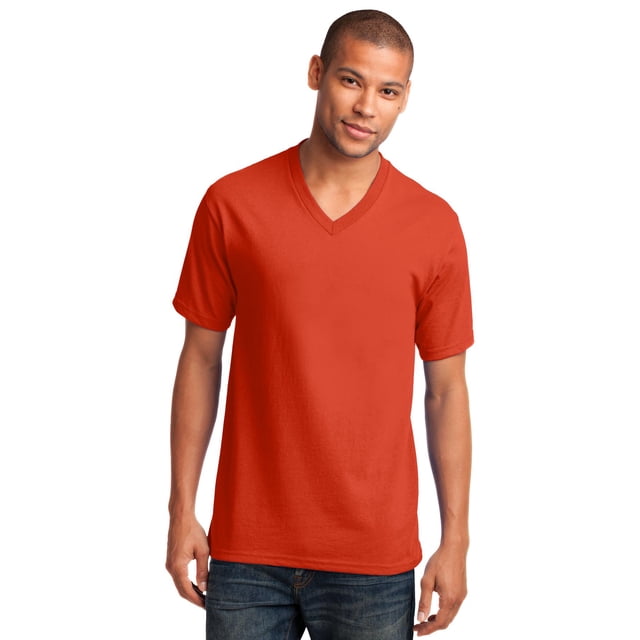 Camiseta de Algodón con Cuello en V Core Puerto & Compañía L Naranja