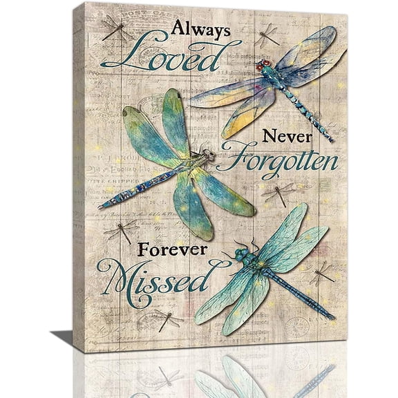 WFSposter-Farmhouse Dragonfly Canvas Wall Art Vintage Dragonfly Pictures Decor Painting Prints Modern Home Framed Artwork for Bedroom Bathroom Living Room Office