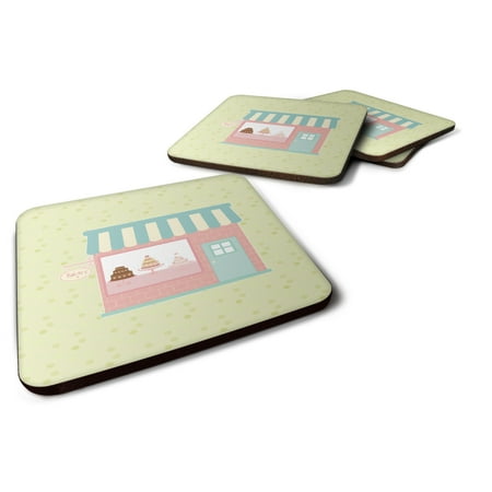 

Carolines Treasures BB7299FC Bake Shoppe on Green Foam Coaster Set of 4 3 1/2 x 3 1/2 multicolor