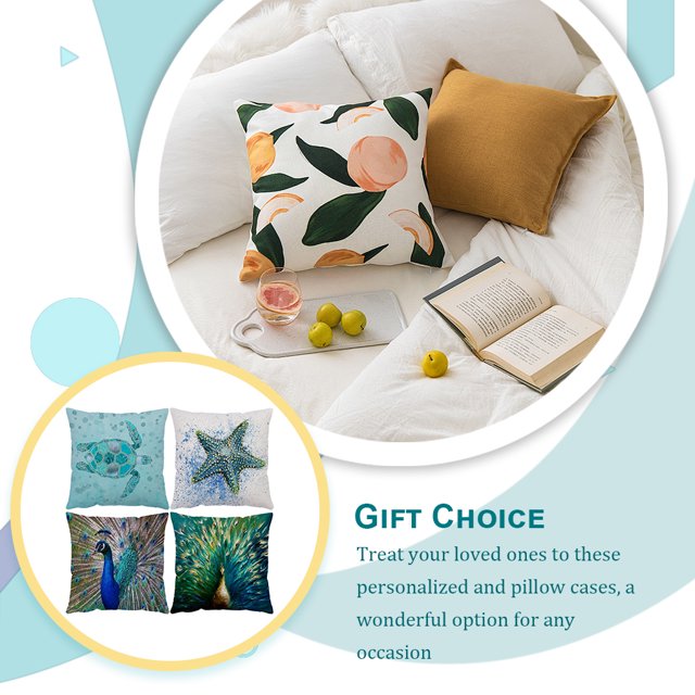 VONKY Réutilisable Velours Housse de Coussin Paon Vert Impression Fermeture à Glissière Confortable Texture Fine QJB4066