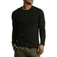 thumbnail image 3 of Men's Henley Shirts Cotton Long Sleeve Tops S-3XL Regular Big & Tall Breathable Comfy Basic Layering Top Menswear Underwear Classic Casual, 3 of 4