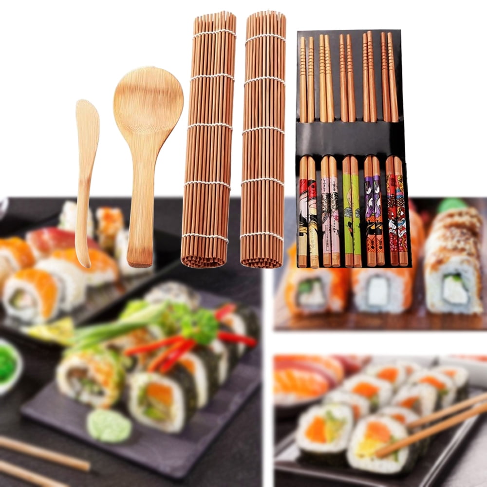 Paddle 5 Pairs of Chopsticks Bamboo Sushi Rolling Mats 13Pcs Sushi Making Kit DIY Beginner Sushi Kit