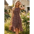 thumbnail image 2 of DARING DIVA Women's Summer Wrap Round Neck Keyhole Back Dresses XS Wine Red, 2 of 8