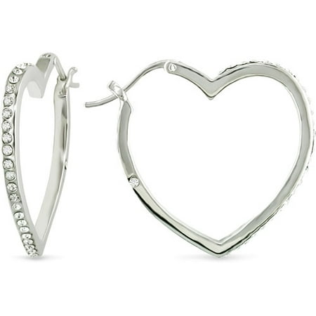 earrings silver heart sterling hoop cz