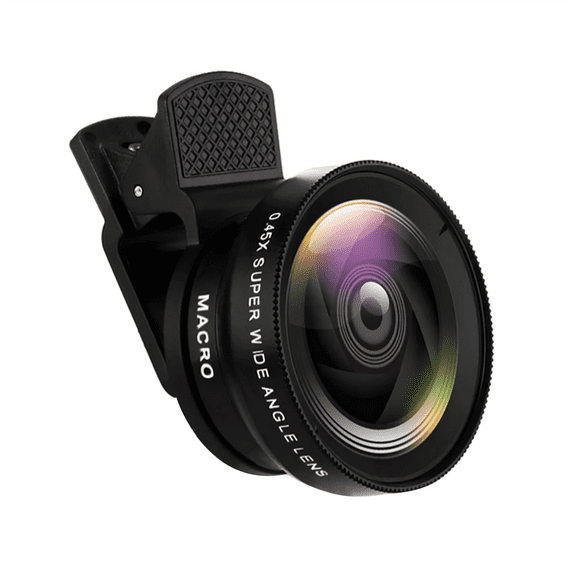 Universal 0.45X Wide Angle and 10X Macro Lens Set for Mobile Phones Clear Image, 2-in-1 Design