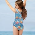 thumbnail image 3 of FOR U DESIGNS Cute Toddlers Girls V Neck Swimsuit Starfish Pearl Non-Snaps Bodysuit Size 7-8T Comfortable One-Piece Swimwear for Swimming Surfing, 3 of 8