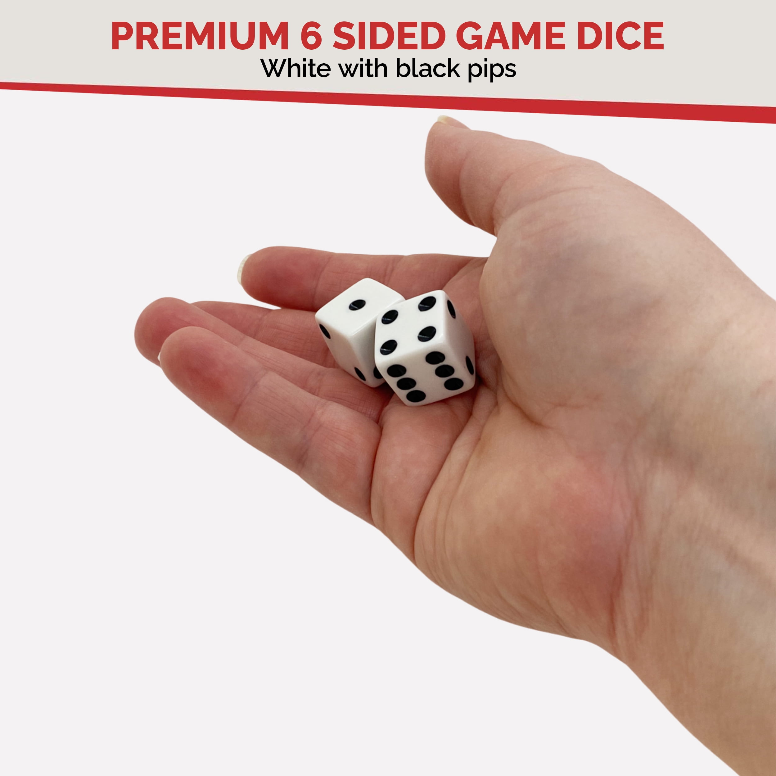 MR CHIPS D6 Standard 16 mm Opaque Dice with Pip Dots - 200 pack - White