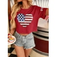 thumbnail image 3 of For G and PL Women's 4th of July American Flag Crop Top USA Stars and Stripes Memorial Day Short Sleeve Tee Shirts, 3 of 7