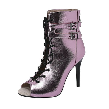

OJSFQUFP Womens Shoes Winter Warm Boots Fashion Spicy Girl Low Ankle Trim Round Toe Ankle Leather Boots Casual and Ladies Shoes Leisure Riding Boots for Women Pink 40