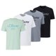 thumbnail image 1 of s.Oliver Camiseta para hombre, pack de 4 - básica, estampado logo, cuello redondo, algodón Verde claro/Blanco/Gris claro/Negro XL (X-Large), 1 of 7