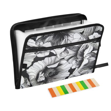 Organ Folder 14.2 x 0.8 x 10.6 Inches 13 Separate Pockets A4 Size Documents Folder A Sort Storage File Manager For The Home Office White Giant Flower