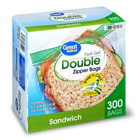 Great Value Double Zipper Sandwich Bags, 300 (Best Value Vpn For Kodi)