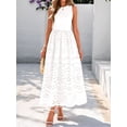 thumbnail image 5 of Women'S Summer Dresses Sleeveless Crewneck A-Line Boho Lace Eyelet Tank Maxi Dress with Pockets White M, 5 of 10