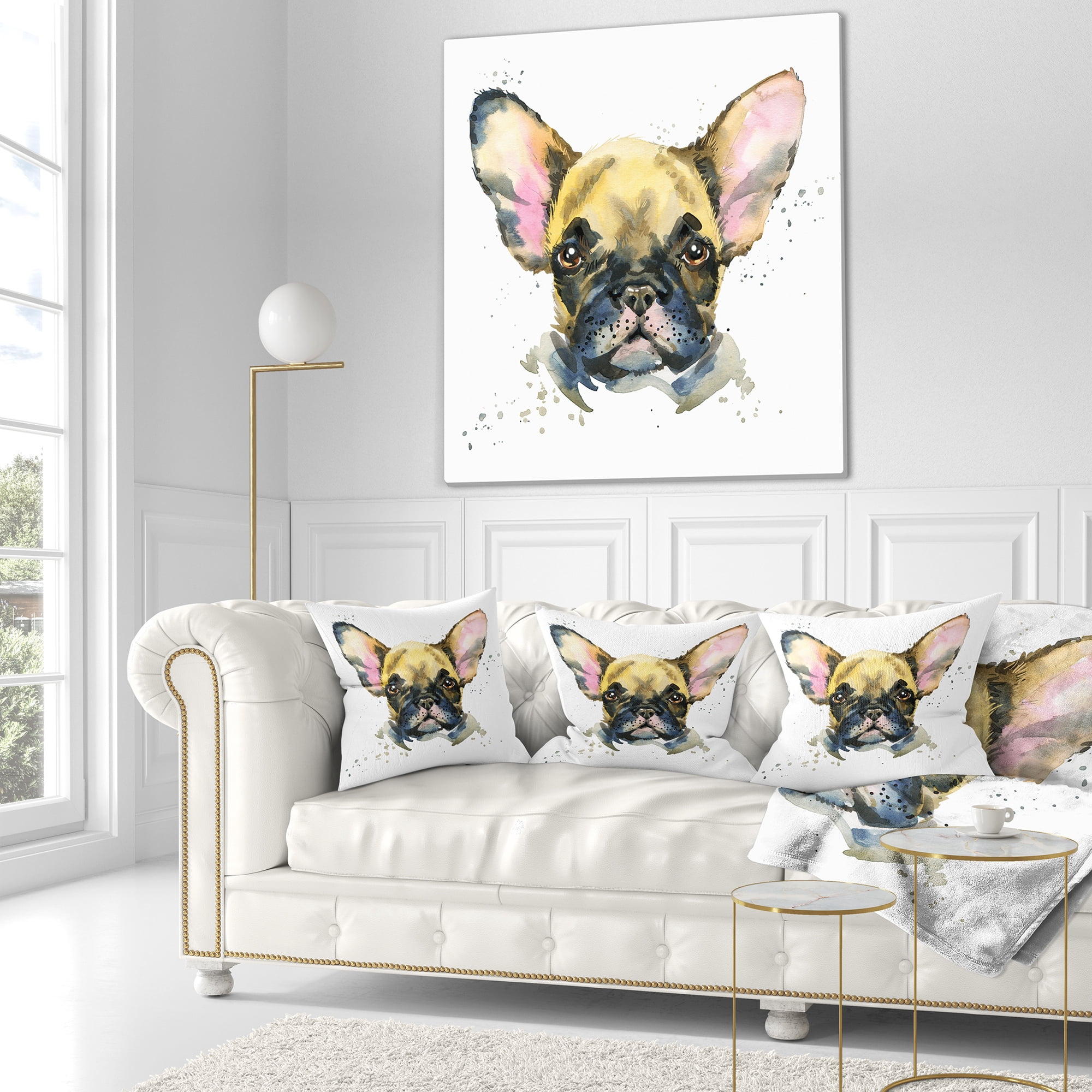 Designart Watercolor Brown Dog Illustration - Contemporary Animal Throw Pillow - 16x16
