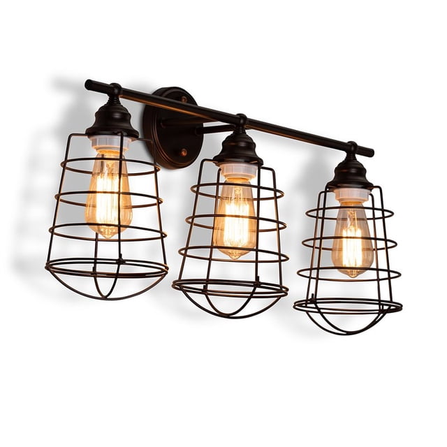 Baxton Studio Lieke Dark Bronze Metal 3-Light Cage Wall Sconce Lamp