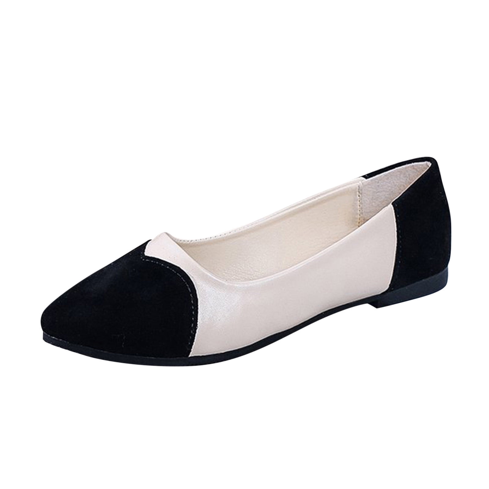 nsendm Women Shoes Adult Female Summer formal Shoes Women Ladies Fashion Color Matching Suede Love Low Top Pointed Flat Casual Women Comfortable Heels Black 8 Walmart