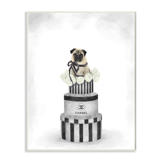 Stupell Industries Fashion Box Stack Pet Dog Gray Painting Wall Plaque by Ziwei Li