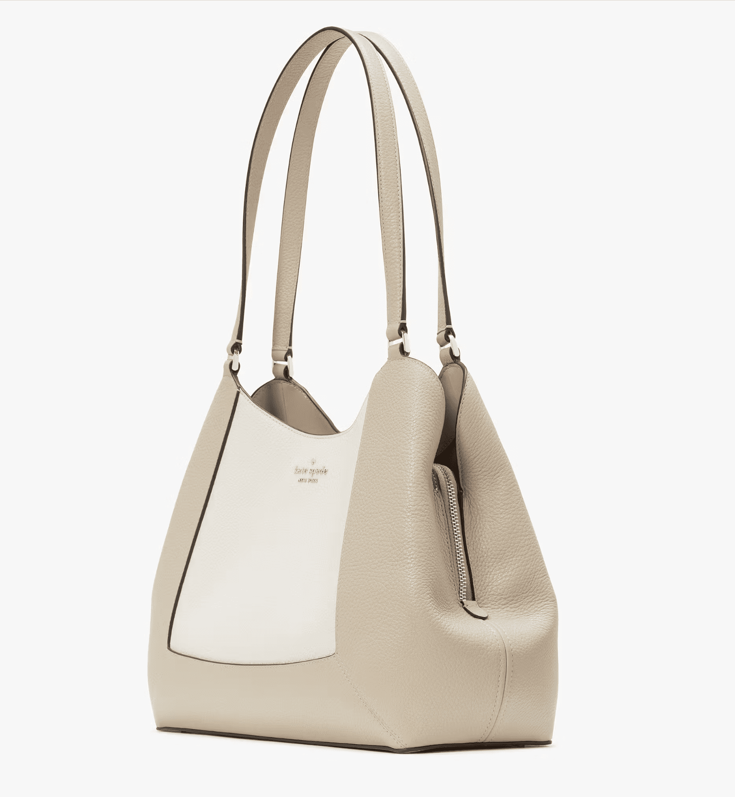 Kate Spade New York Lena Colorblock Large Triple Compartment Shoulder Bag KH439 – Pebbled Leather Tote with Zip & Snap Closure