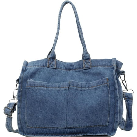 ShengRui Denim Tote Bag  Large Capacity Jean Purses for Women Denim Crossbody Handbags