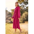 thumbnail image 4 of Vestido PRETTYGARDEN Midi con Lunares Suizos, Escote en V con Lazo, Manga Larga, Rojo Rosado, Talla L, 4 of 8