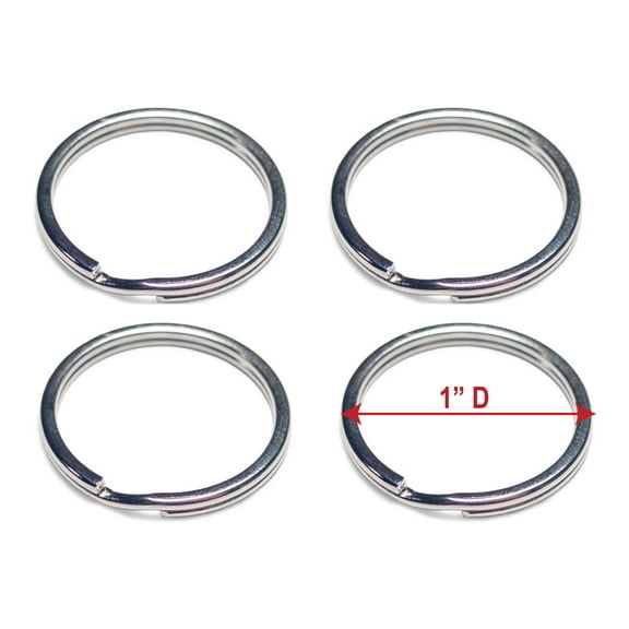 1" (25mm) Nickel Plated Steel Key Rings Split Rings - Pack 100 pcs
