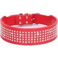 thumbnail image 2 of 1Pack Rhinestones Dog Collars-2" Wide Crystal Diamonds Studded PU Leather 5 Rows Sparkly Crystal Studded Collar for Medium and Large Dog, 2 of 6