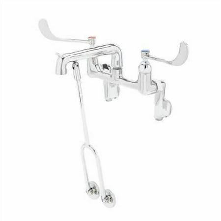 T&S Brass - Service Sink Faucet, Wall Mount, Adjustable Centers, 6'' Wrist Action Handles, Wall Brace