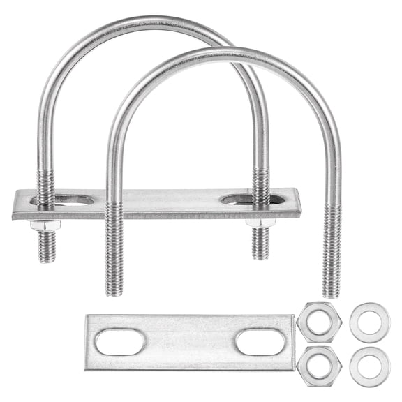 U Bolts 4 Sets (1/4"(M6)x2.36"x3.14"), Round U Bolt Kits 304 Stainless Steel with Accessories - for Construction, Pipe, Trailer, Automotive, Leaf Spring Fastener