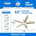 thumbnail image 5 of Dextrus 52" Ceiling Fan with Light and Remote Control, Modern Ceiling Fan with 6-Speed Quiet  DC Motor 5 Fan Blades, 5 of 12