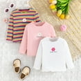 thumbnail image 2 of LIIPEE Girls Shirts 3 Pack Floral Striped Printed Long Sleeve Round Neck Tops Classic Birthday Tee Shirts,Multicolour,9-12 Months, 2 of 9