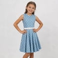 thumbnail image 6 of Mifsaly Little Girls Sleeveless Dress Polka Dot Vintage A Line Dresses Elegant Wedding Birthday Party Summer Casual Gowns with Matching Belt, 6 of 9