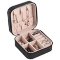 thumbnail image 3 of Mini estuche de viaje para joyas, caja de almacenamiento de exhibición de cuero PU para s, niñas y mujeres EstiloE-Negro Hugo Estuche de viaje para joyería, 3 of 10