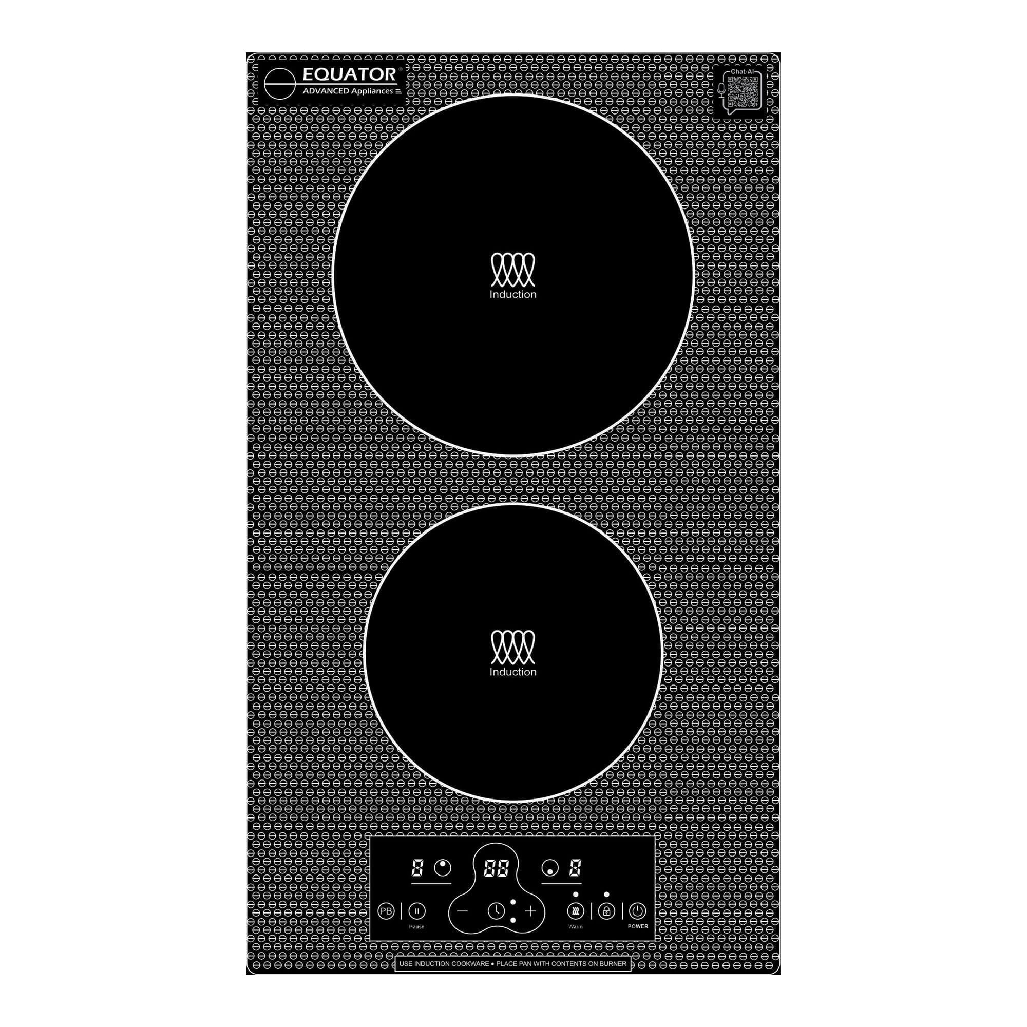 Equator 12-Inch Built-in or Freestanding Vertical 2-Burner Induction Cooktop, 110V