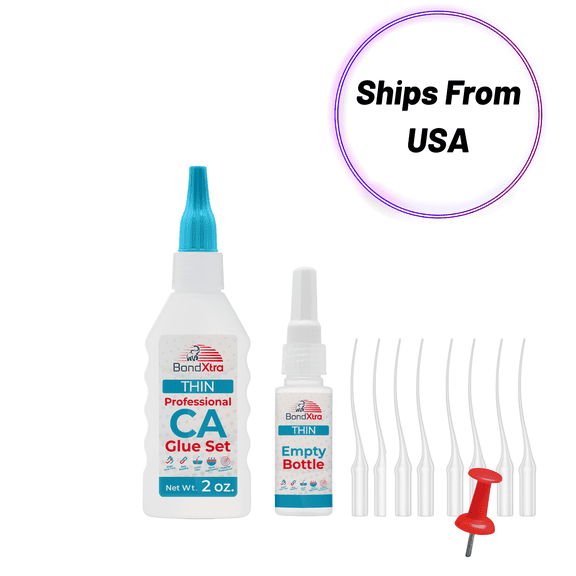 BondXtra 2 oz Thin Viscocity, Premium CA Glue for Woodworking, Caps and Microtips, Super Glue Kit for Woodturning, Plastic, Wood and DIY Craft