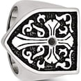 thumbnail image 5 of Stainless Steel Antiqued & Polished 1/20Ct Black Diamond Shield Ring (Size 11) Made In China sr207-11, 5 of 5