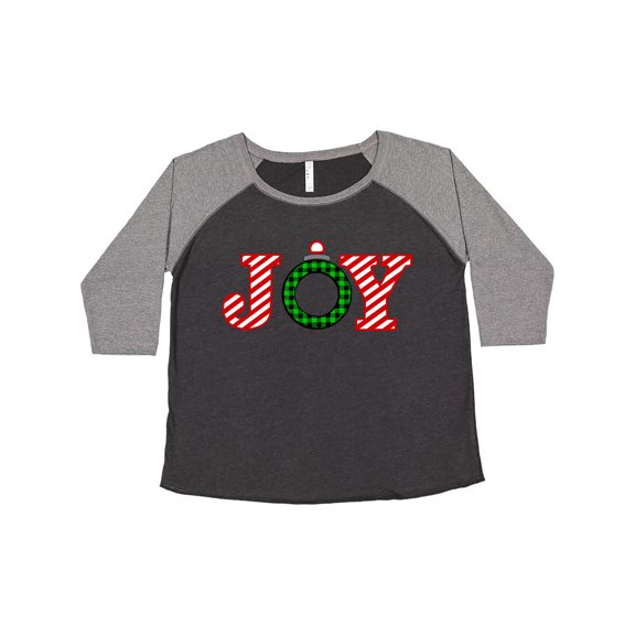 Inktastic Joy Christmas Ornament with Candy Cane Stripes Women's Plus Size T-Shirt