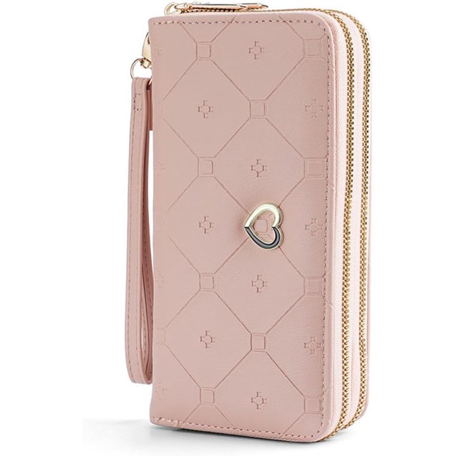 Cartera de piel sintética Yashi cartera grande con cremallera monedero minimalista para mujer tarjetero de moda de gran capacidad rosa