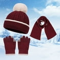 thumbnail image 2 of Gubotare Girls Winter Hat and Gloves Set Kids Hat Scarf Gloves Set for Baby Boys 3 Pcs Toddler Girl Beanie Infant Winter Knit Hat Mittens (Wine,2-8 Years), 2 of 9