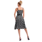 IBTOM CASTLE Women Vintage Polka Dots Spaghetti Strap Dress 1950s Rockabilly Cocktail Tea Party Homecoming Swing Dresses M Black