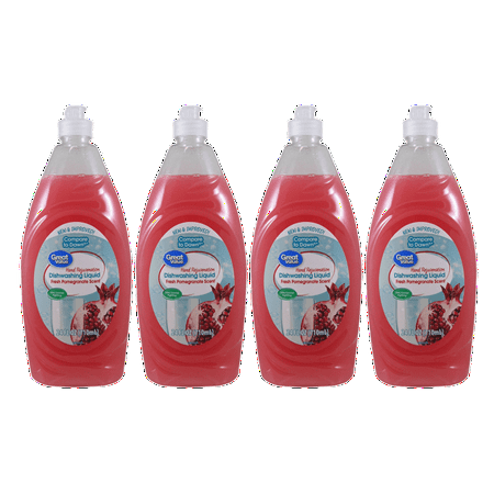 (4 Pack) Great Value Hand Rejuvenation Dishwashing Liquid, Fresh Pomegranate Scent, 24