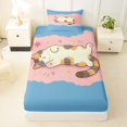 thumbnail image 4 of Manfei Cute Kitten Cat Twin Sheets, Cartoon Sleeping Pet Bedding, Blue Pink, 3-Piece, 1 Flat Sheet, 1 Fitted Sheet and 1 Pillowcase, 4 of 6
