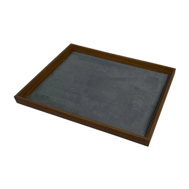 Bandeja para joyas, plato decorativo multifuncional de madera para guardar joyas Forro gris