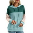 thumbnail image 2 of YHAJDS Winter Casual Blouse Top for Women,Long Sleeve Hooded Blouse Sweatshirt for Womens Womens Winter Loose Sweatshirt Pocket Tops Stripe Color Block Pullover Casual Top for Winter, 2 of 5