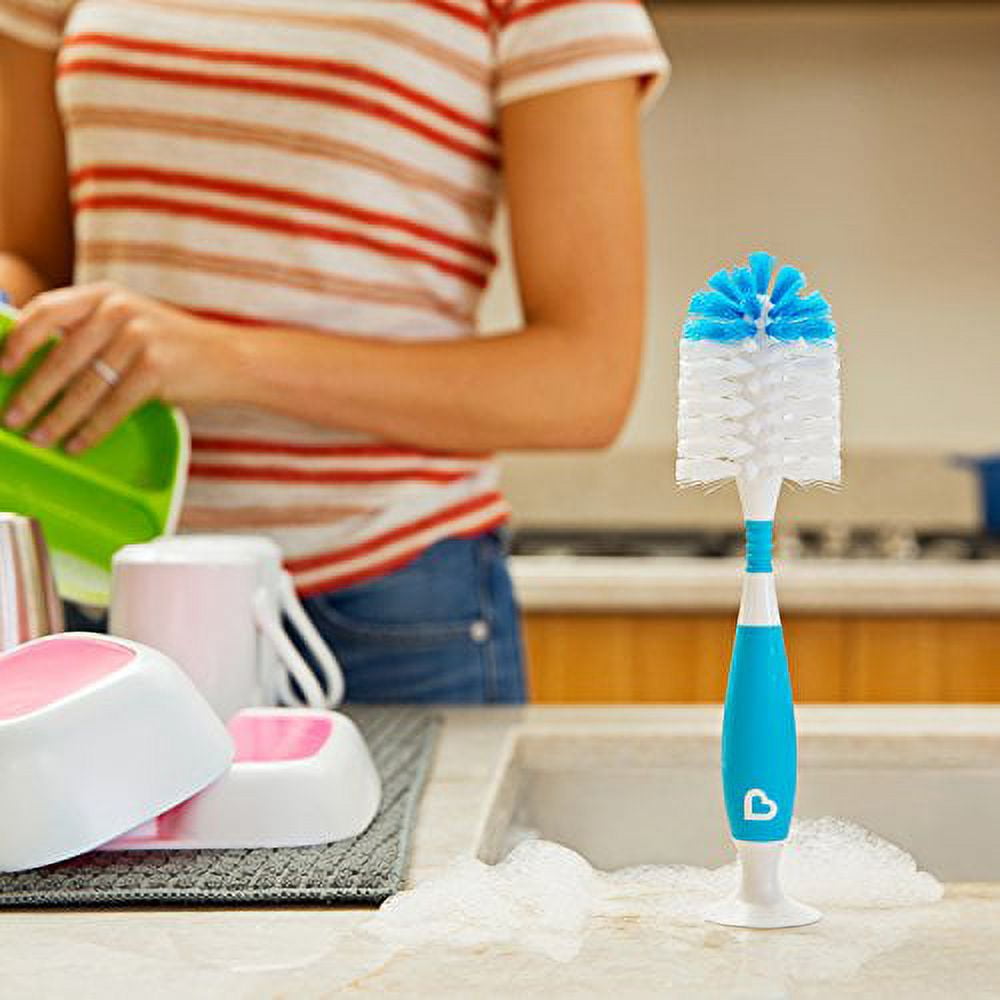 Munchkin Baby Bottle and Sippy Cup Cleaning Set with Fold Drying Rack and Bristle Brush, Blue